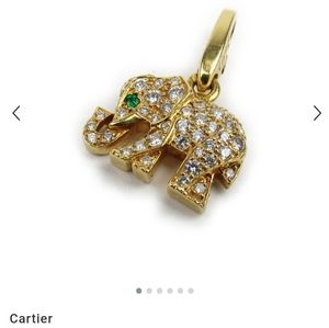 CARTIER Pendant Diamond Pave set 'Khandy' Elephant w/Emerald Eye in 18kt gold